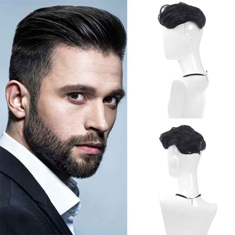 Men's Hair Topper Clip-In Extension — Rose Net Synthetic Top Piece for Volume & Coverage