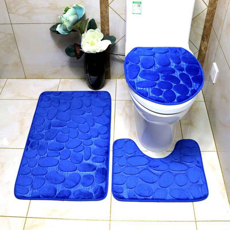 Coral Velvet Pebble Bath Mat — Water-Absorbent Non-Slip Bathroom Floor Mat