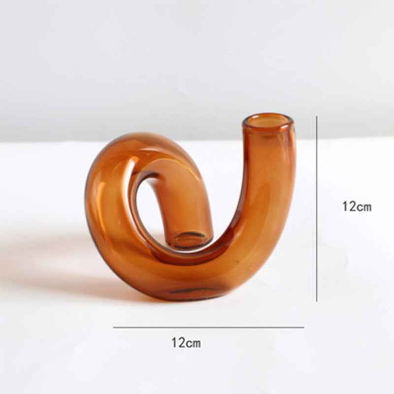 Curved Glass Hydroponics Vase — Artistic Bent Tube Vase for Home Decor & Flower Arrangements