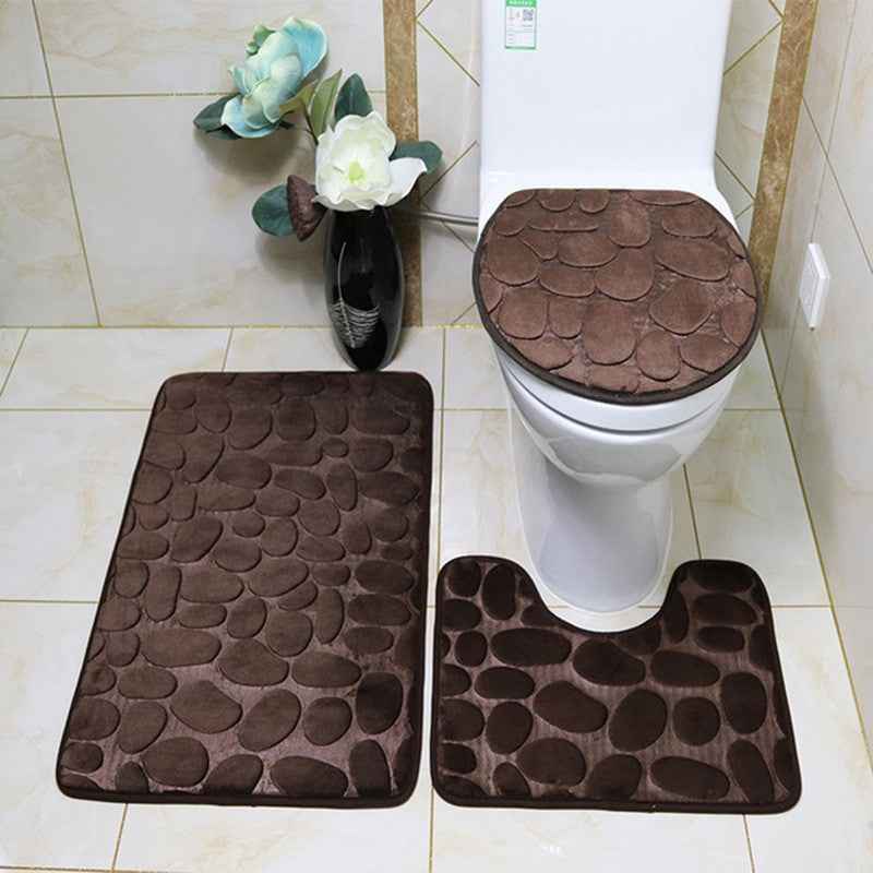 Coral Velvet Pebble Bath Mat — Water-Absorbent Non-Slip Bathroom Floor Mat