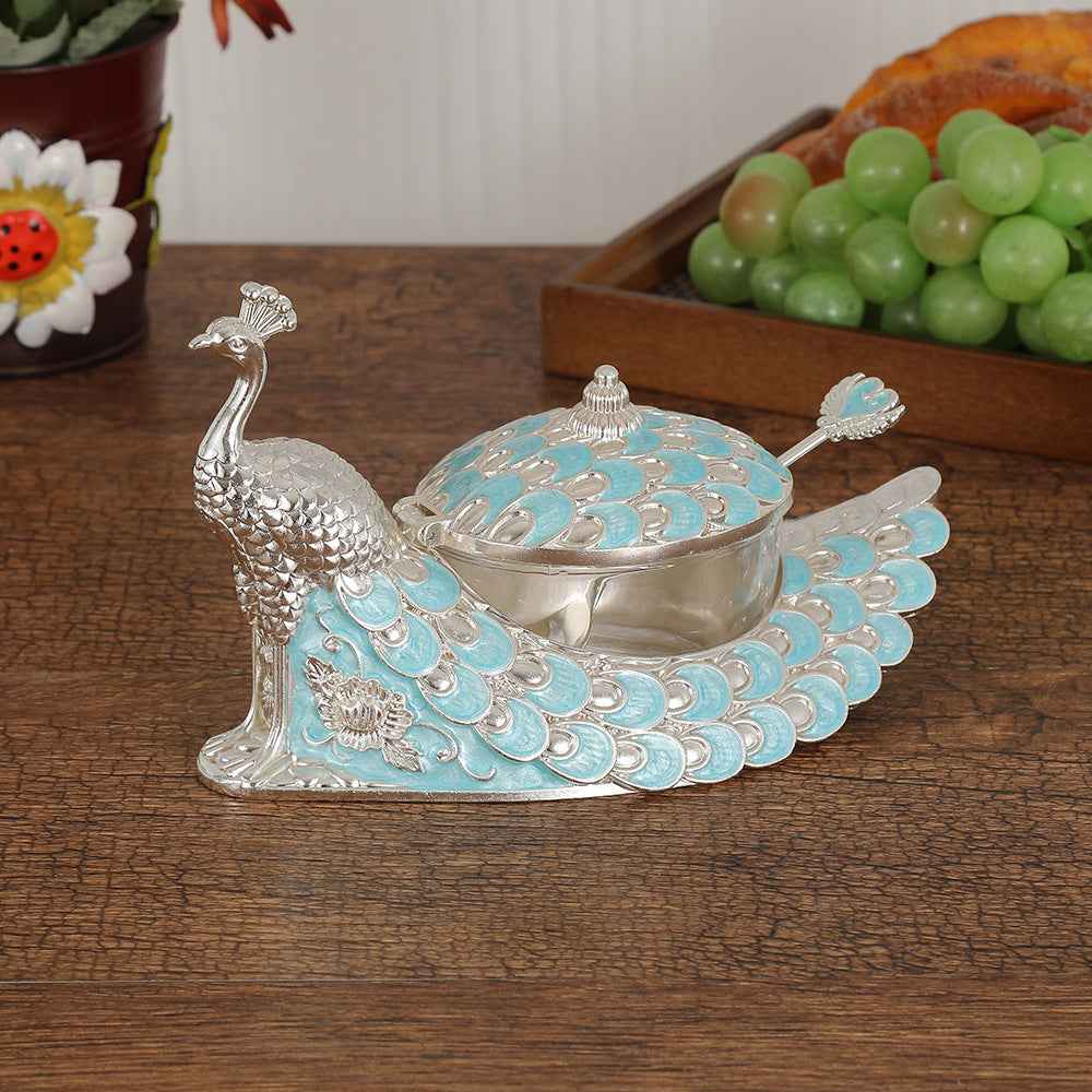 Peacock Alloy Seasoning Jar Set — Moisture-Proof Salt & Spice Container with Lid for Kitchen