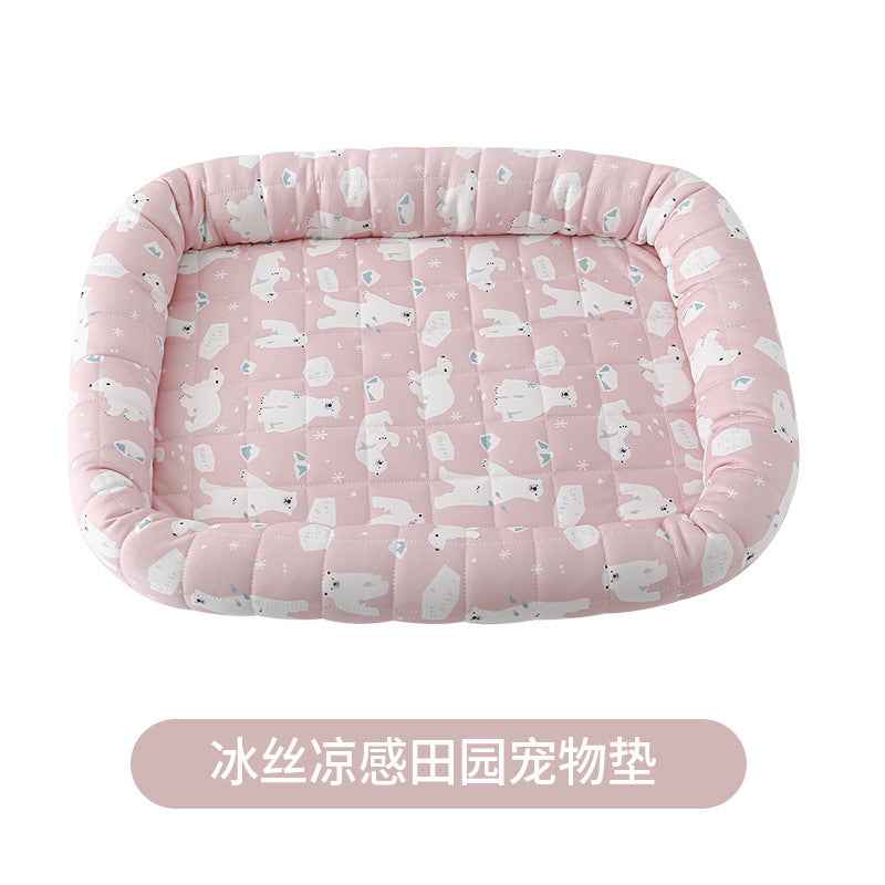 Pastoral Ice Silk Pet Cooling Nest — Summer Cool Mat & Cat Nest for Dogs & Cats