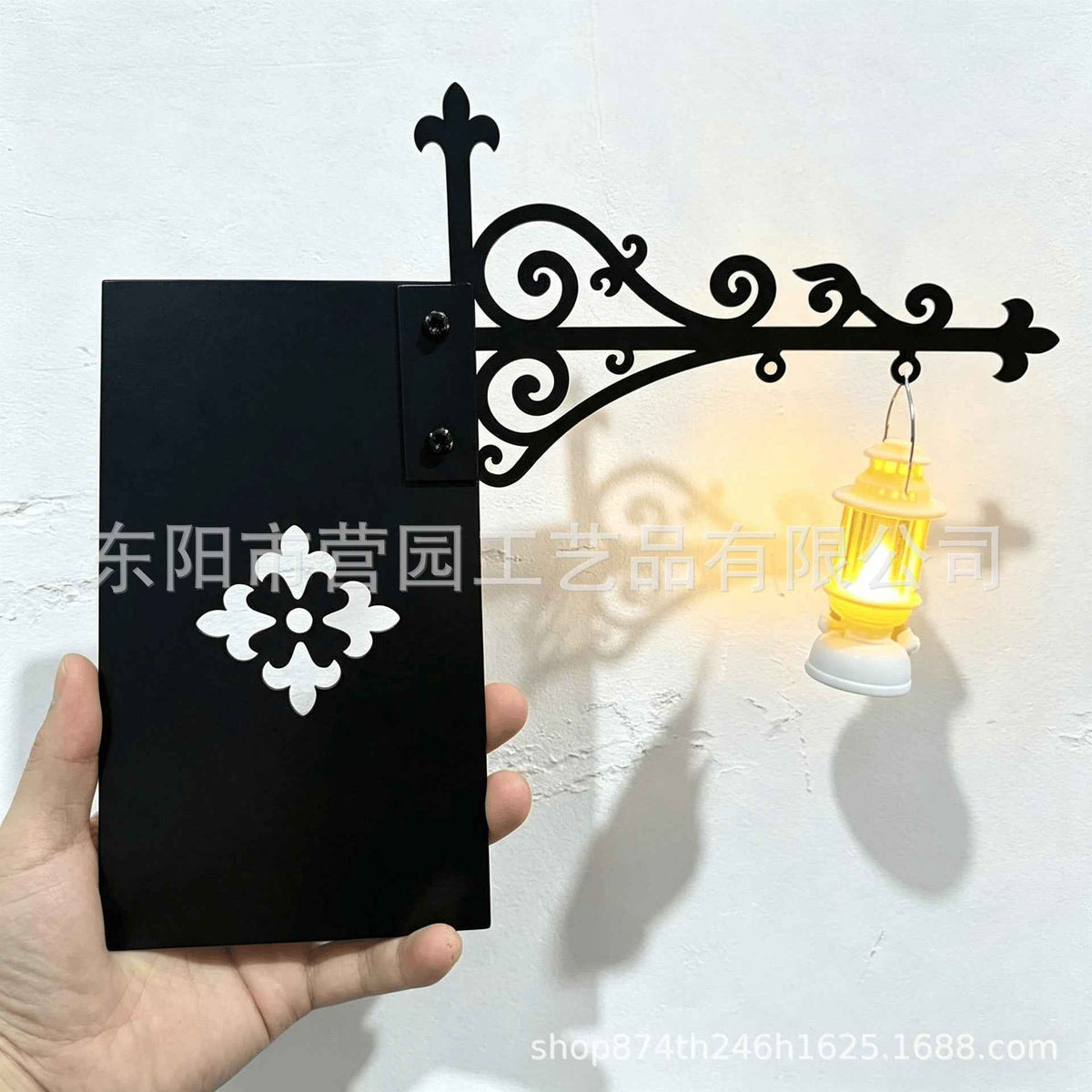 Iron Lantern Bookshelf Light — Vintage Library-Style Wall & Shelf Lamp for Home Decor
