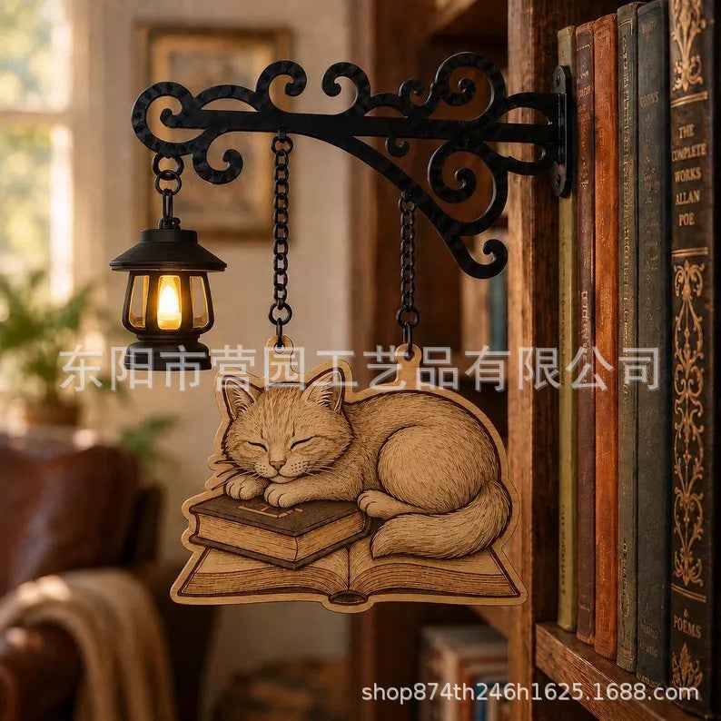 Iron Lantern Bookshelf Light — Vintage Library-Style Wall & Shelf Lamp for Home Decor