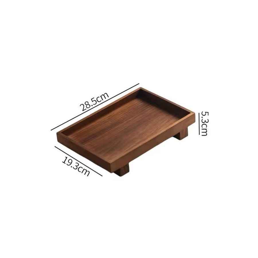 Solid Walnut Wood Decorative Tray — Chinese-Style Luxury Storage Rack for Desktop & Kitchen