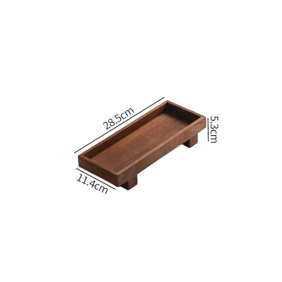 Solid Walnut Wood Decorative Tray — Chinese-Style Luxury Storage Rack for Desktop & Kitchen