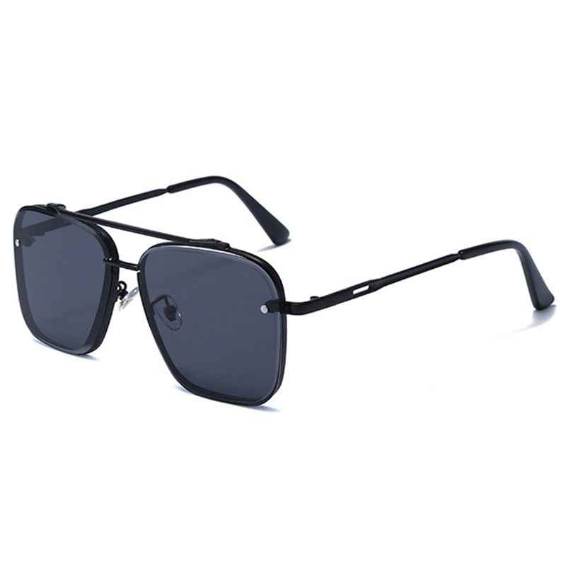 Metal Double-Beam Cut-Edge Sunglasses — Unisex Driving & Street Photography Shades
