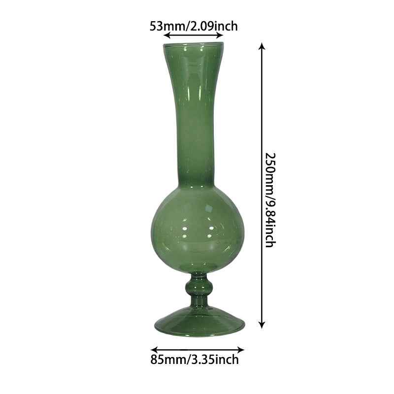 Retro Borosilicate Glass Vase — Aesthetic Flower Vessel for Living Room & Home Decor