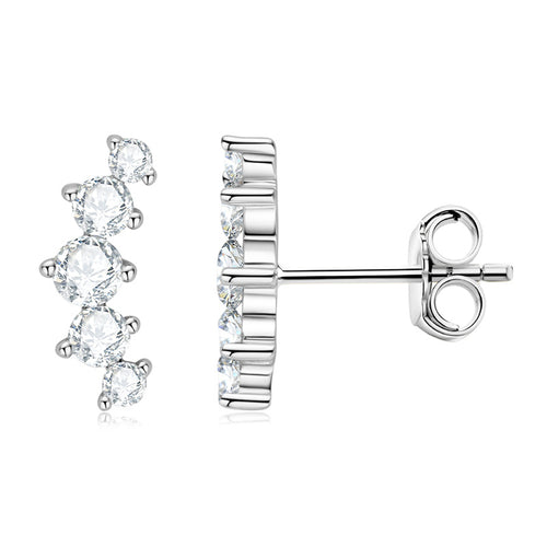 925 Sterling Silver Earrings five-stone arc design