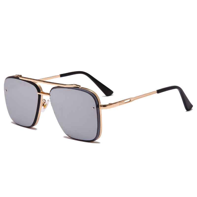 Metal Double-Beam Cut-Edge Sunglasses — Unisex Driving & Street Photography Shades