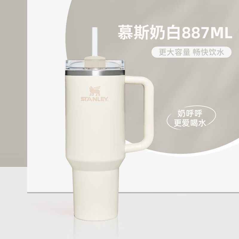 1L Stainless Steel Straw Cup — Large Capacity Iced Drink Tumbler with Transparent Lid | 6 Colors