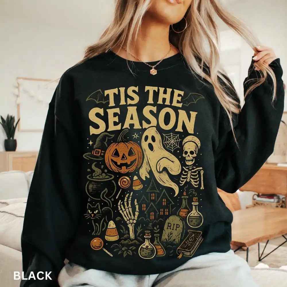 Vintage Halloween Pumpkin Ghost Sweatshirt — Y2K Aesthetic Fleece Pullover for Men