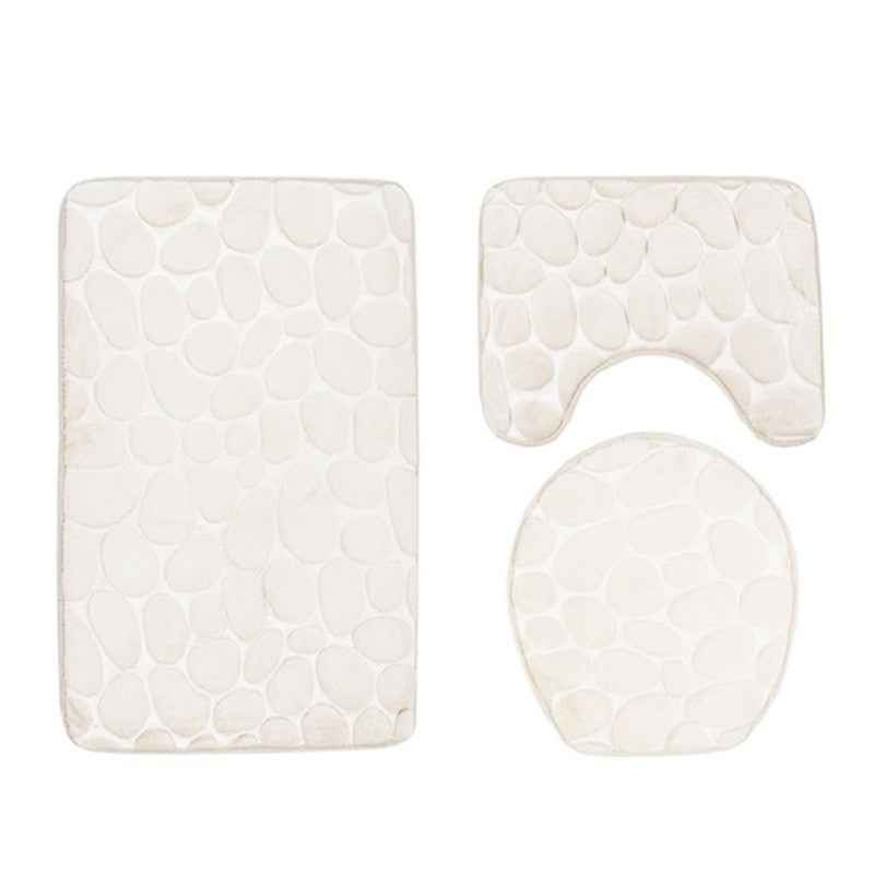 Coral Velvet Pebble Bath Mat — Water-Absorbent Non-Slip Bathroom Floor Mat