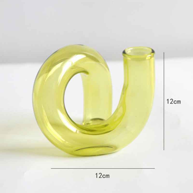 Curved Glass Hydroponics Vase — Artistic Bent Tube Vase for Home Decor & Flower Arrangements