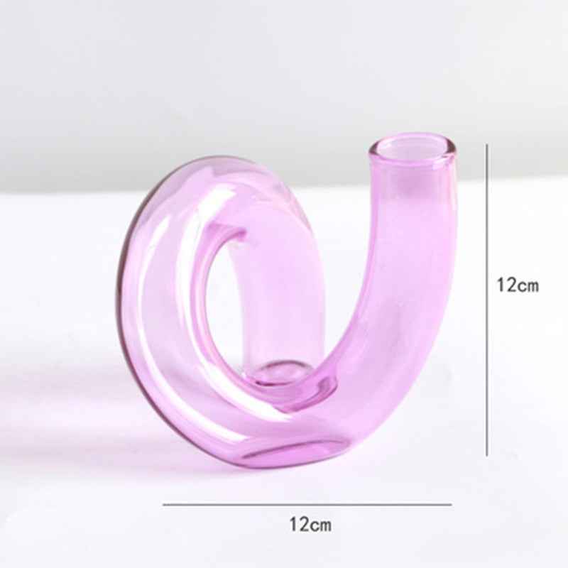 Curved Glass Hydroponics Vase — Artistic Bent Tube Vase for Home Decor & Flower Arrangements