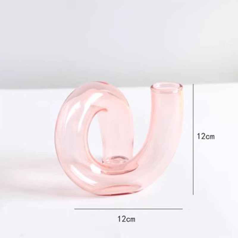 Curved Glass Hydroponics Vase — Artistic Bent Tube Vase for Home Decor & Flower Arrangements