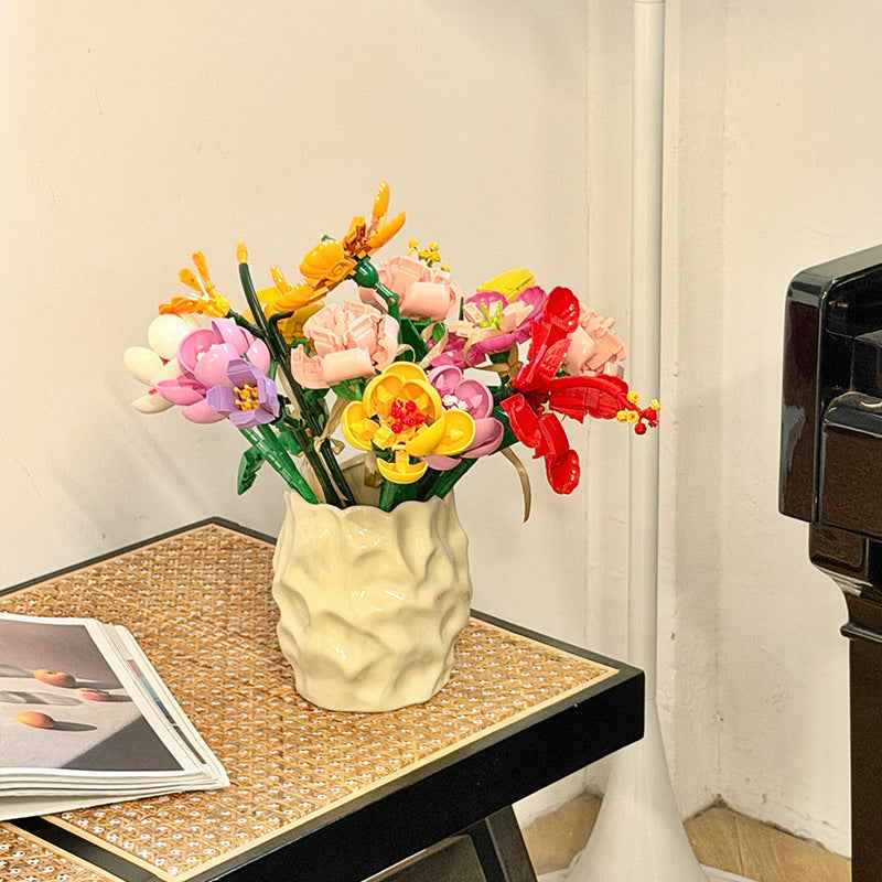 Building Block Ceramic Flower Vase — Modern Decorative Vase for Home Decor & Gifting
