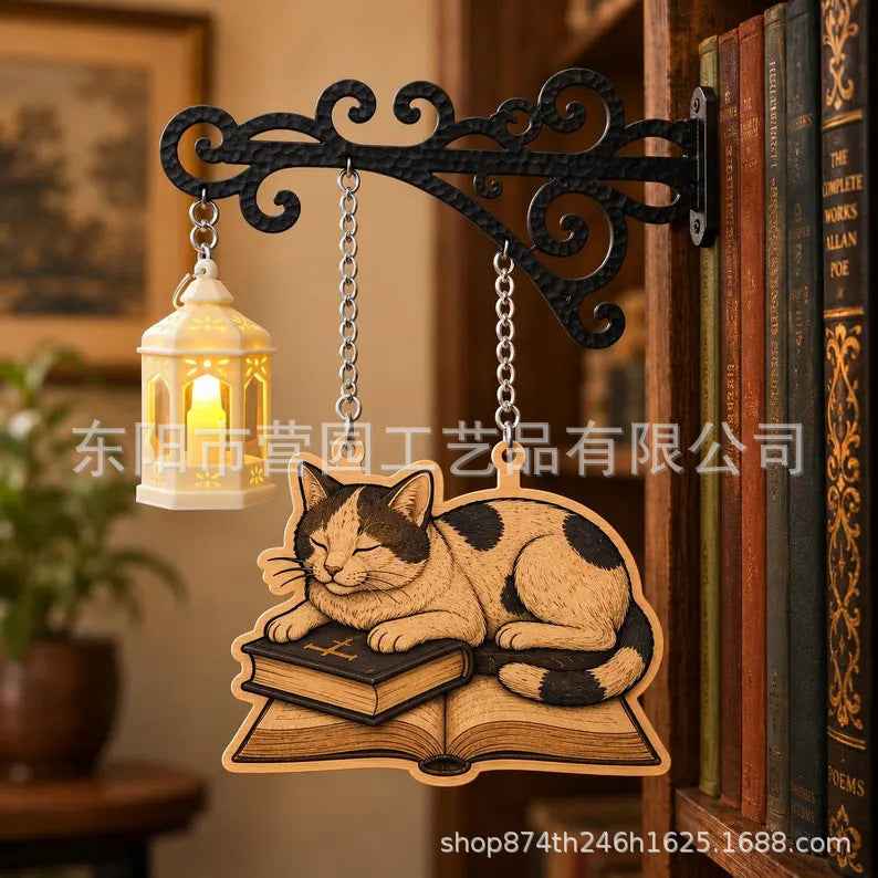 Iron Lantern Bookshelf Light — Vintage Library-Style Wall & Shelf Lamp for Home Decor