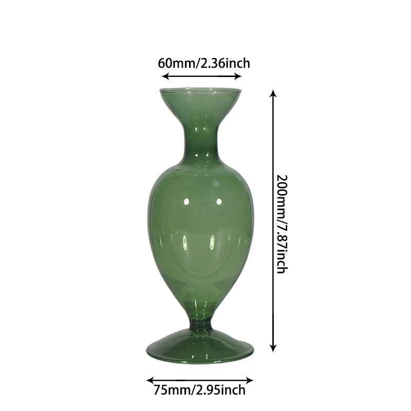 Retro Borosilicate Glass Vase — Aesthetic Flower Vessel for Living Room & Home Decor