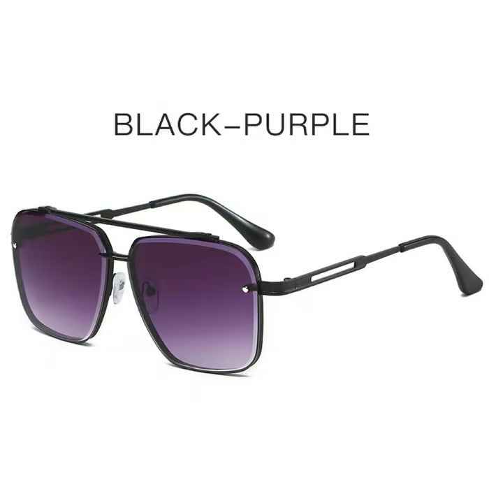 Double-Bridge Metal Square Sunglasses — Unisex Street Style Shades