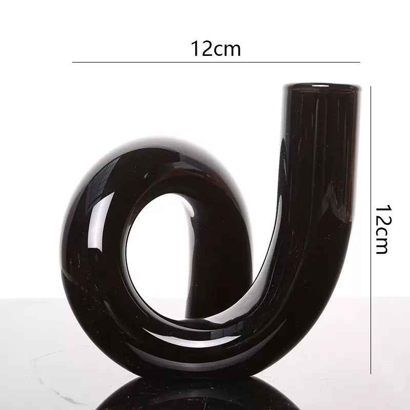 Curved Glass Hydroponics Vase — Artistic Bent Tube Vase for Home Decor & Flower Arrangements
