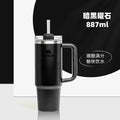 1L Stainless Steel Straw Cup — Large Capacity Iced Drink Tumbler with Transparent Lid | 6 Colors