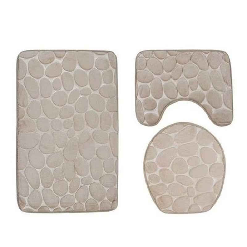 Coral Velvet Pebble Bath Mat — Water-Absorbent Non-Slip Bathroom Floor Mat
