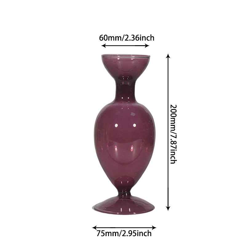 Retro Borosilicate Glass Vase — Aesthetic Flower Vessel for Living Room & Home Decor