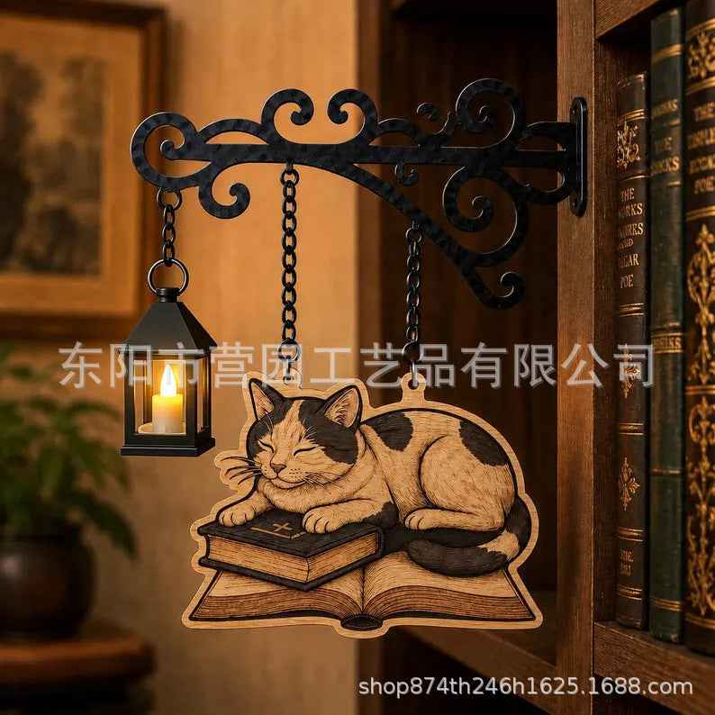 Iron Lantern Bookshelf Light — Vintage Library-Style Wall & Shelf Lamp for Home Decor