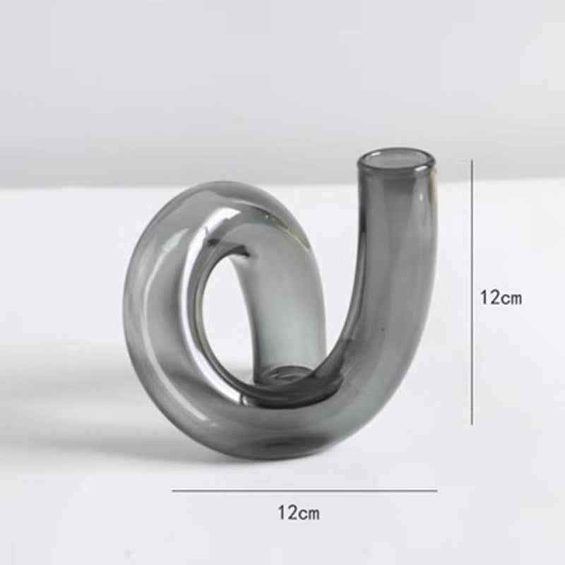 Curved Glass Hydroponics Vase — Artistic Bent Tube Vase for Home Decor & Flower Arrangements