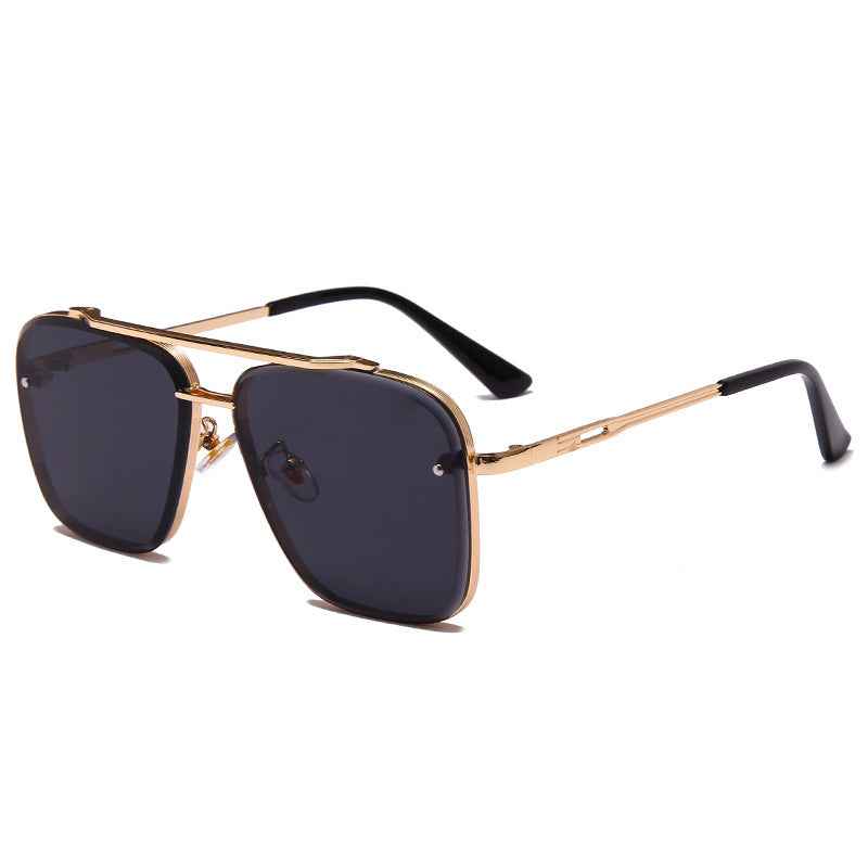 Metal Double-Beam Cut-Edge Sunglasses — Unisex Driving & Street Photography Shades