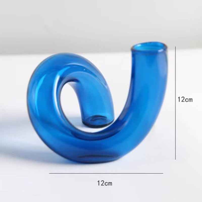 Curved Glass Hydroponics Vase — Artistic Bent Tube Vase for Home Decor & Flower Arrangements