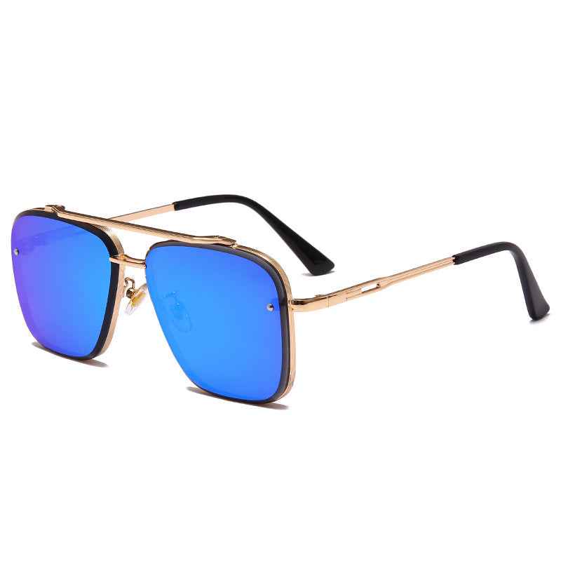 Metal Double-Beam Cut-Edge Sunglasses — Unisex Driving & Street Photography Shades