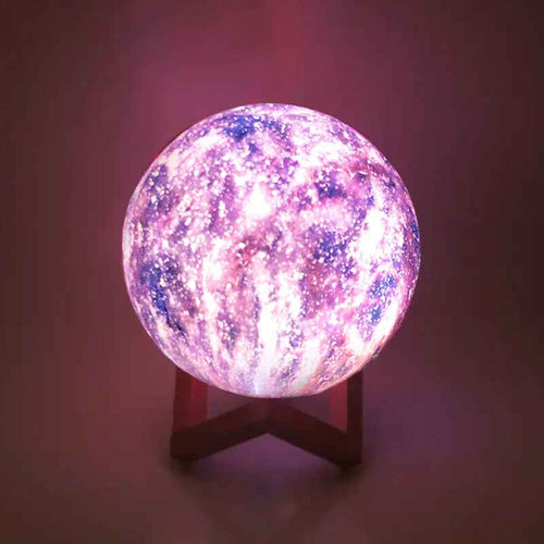16-Color Touch Moon Lamp — 3D Starry Sky Night Light with USB-C Charging for Bedroom