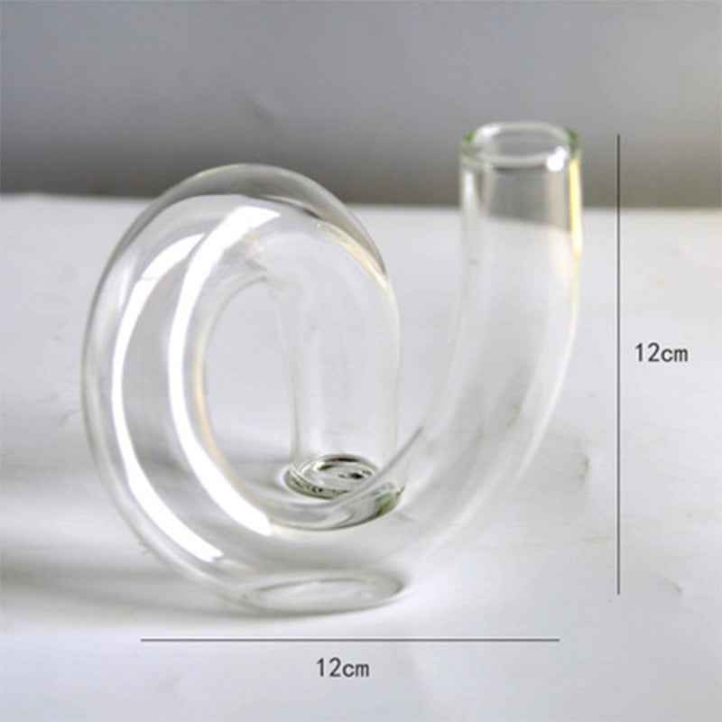 Curved Glass Hydroponics Vase — Artistic Bent Tube Vase for Home Decor & Flower Arrangements