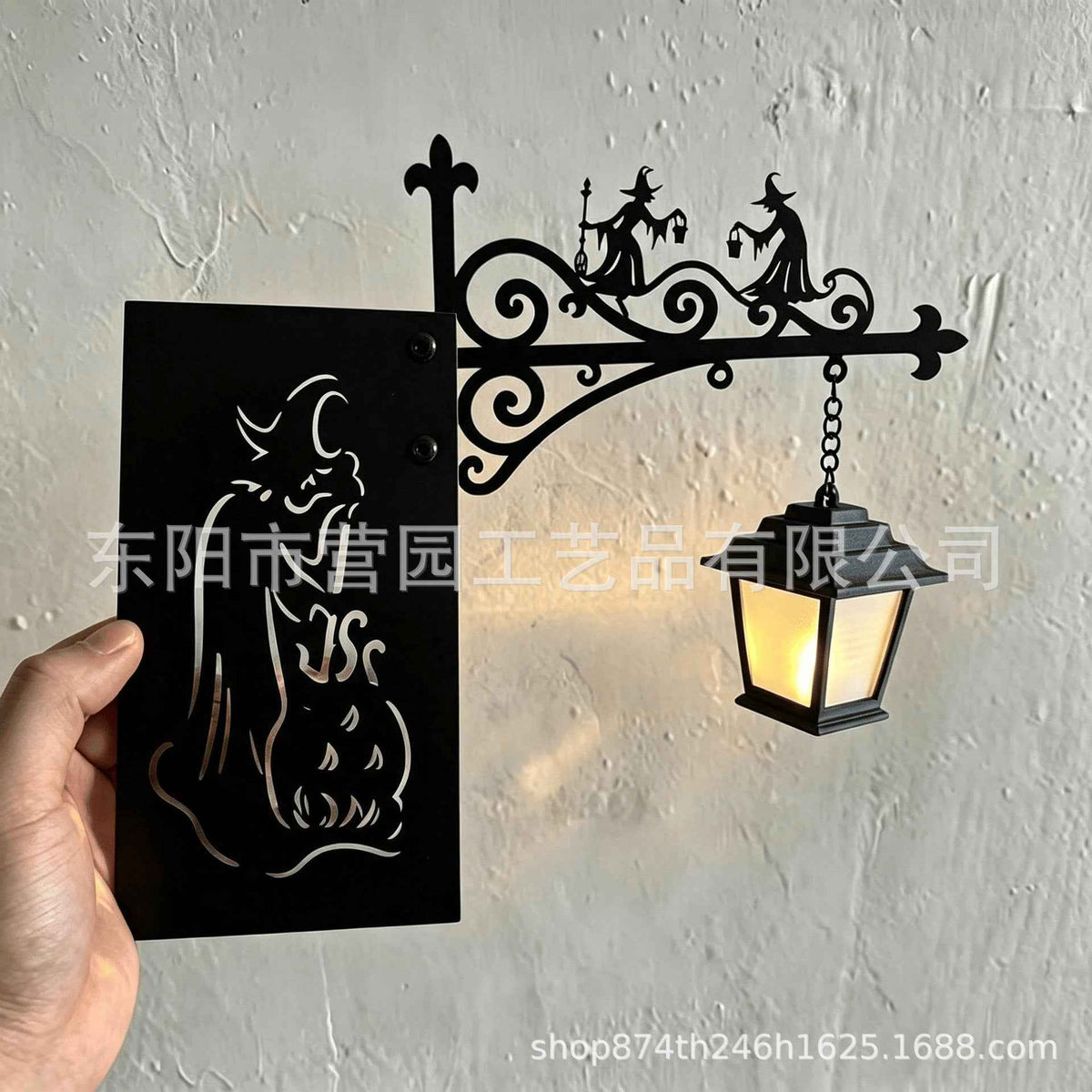 Iron Lantern Bookshelf Light — Vintage Library-Style Wall & Shelf Lamp for Home Decor