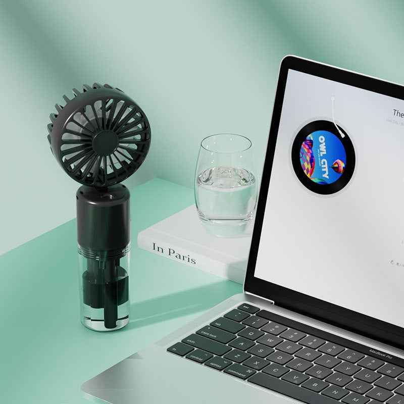 Handheld Mist Spray Fan — USB Rechargeable Portable Mini Fan for Outdoor & On-the-Go Cooling
