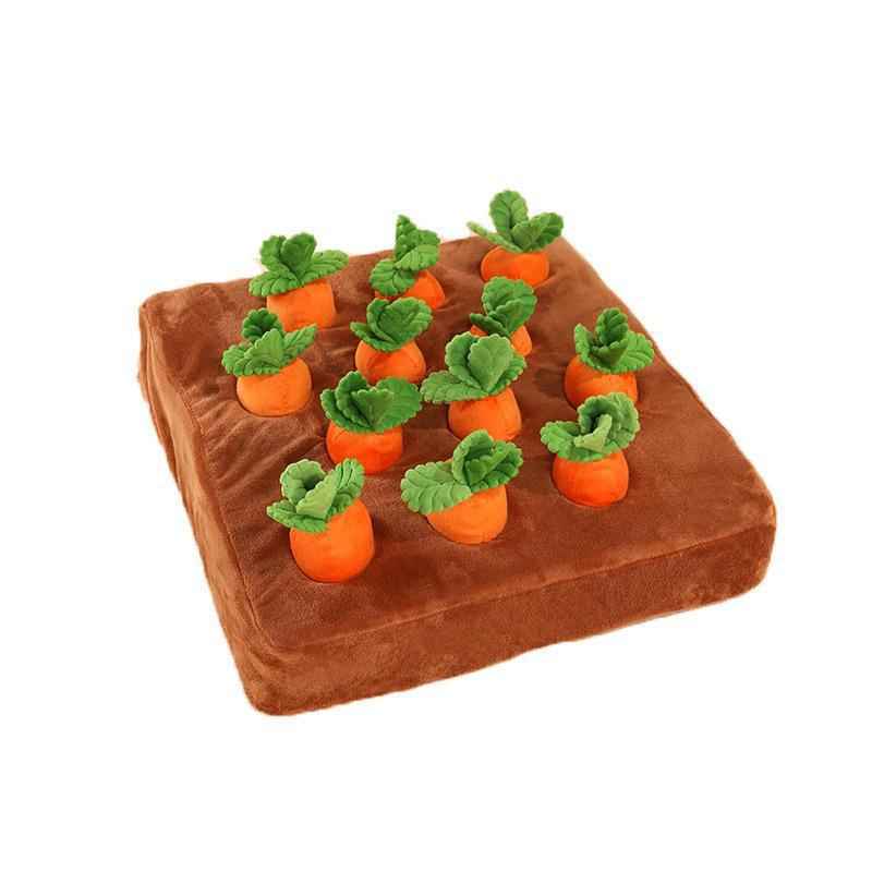 Dog Radish Puzzle Plush Toy — 12-Hole Sniff & Pull Interactive Enrichment Toy