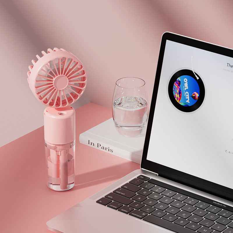 Handheld Mist Spray Fan — USB Rechargeable Portable Mini Fan for Outdoor & On-the-Go Cooling