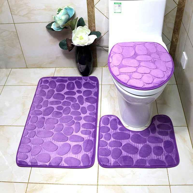 Coral Velvet Pebble Bath Mat — Water-Absorbent Non-Slip Bathroom Floor Mat