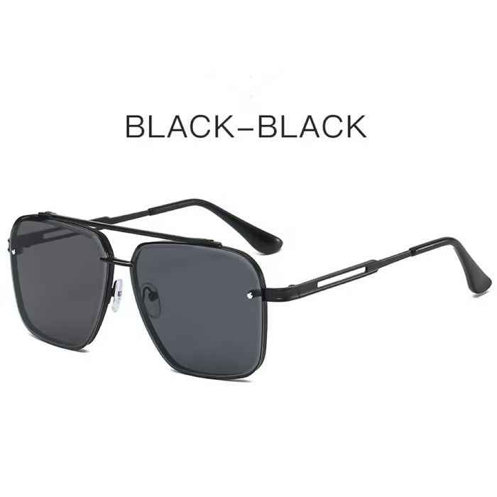 Double-Bridge Metal Square Sunglasses — Unisex Street Style Shades