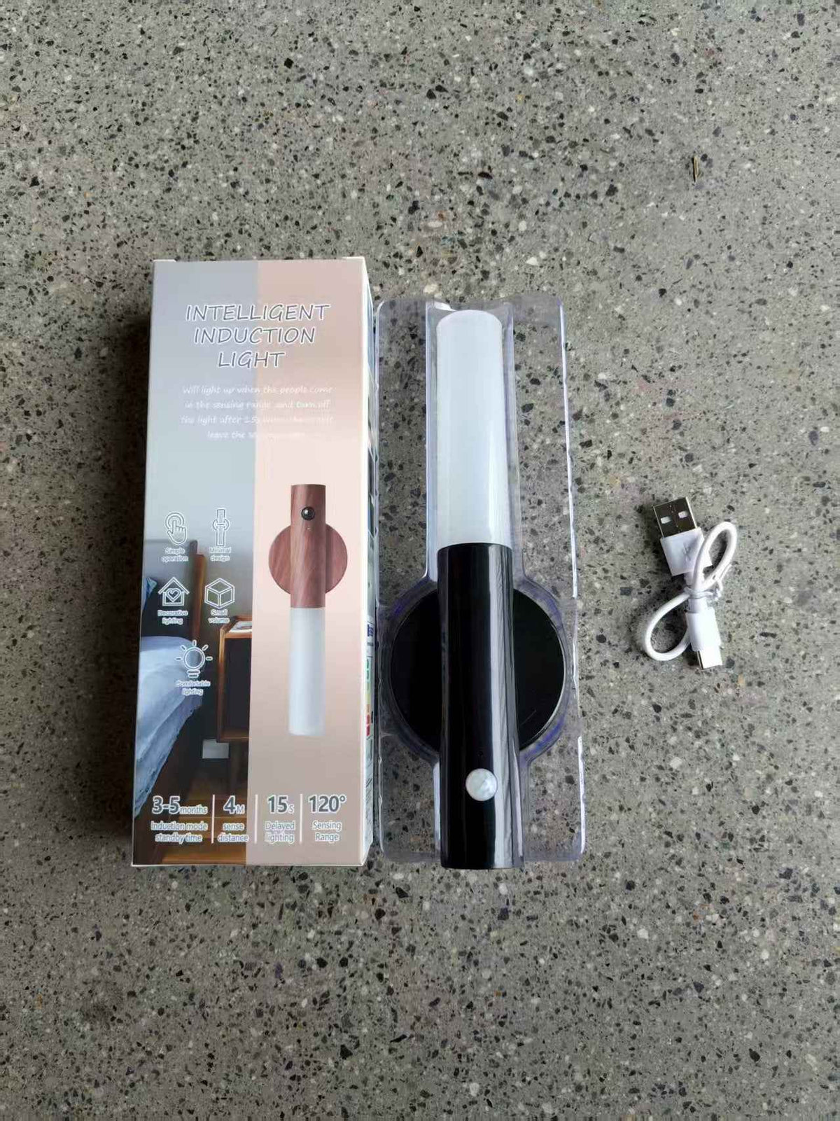 Motion Sensor Night Light — USB Rechargeable Wooden Wall Lamp for Corridors & Hallways