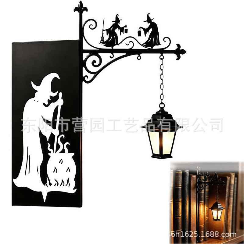 Iron Lantern Bookshelf Light — Vintage Library-Style Wall & Shelf Lamp for Home Decor