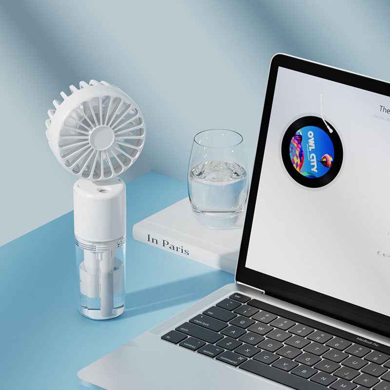 Handheld Mist Spray Fan — USB Rechargeable Portable Mini Fan for Outdoor & On-the-Go Cooling