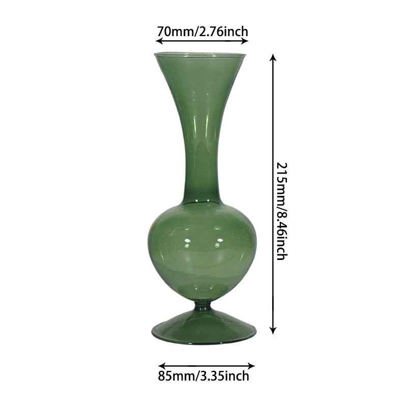 Retro Borosilicate Glass Vase — Aesthetic Flower Vessel for Living Room & Home Decor