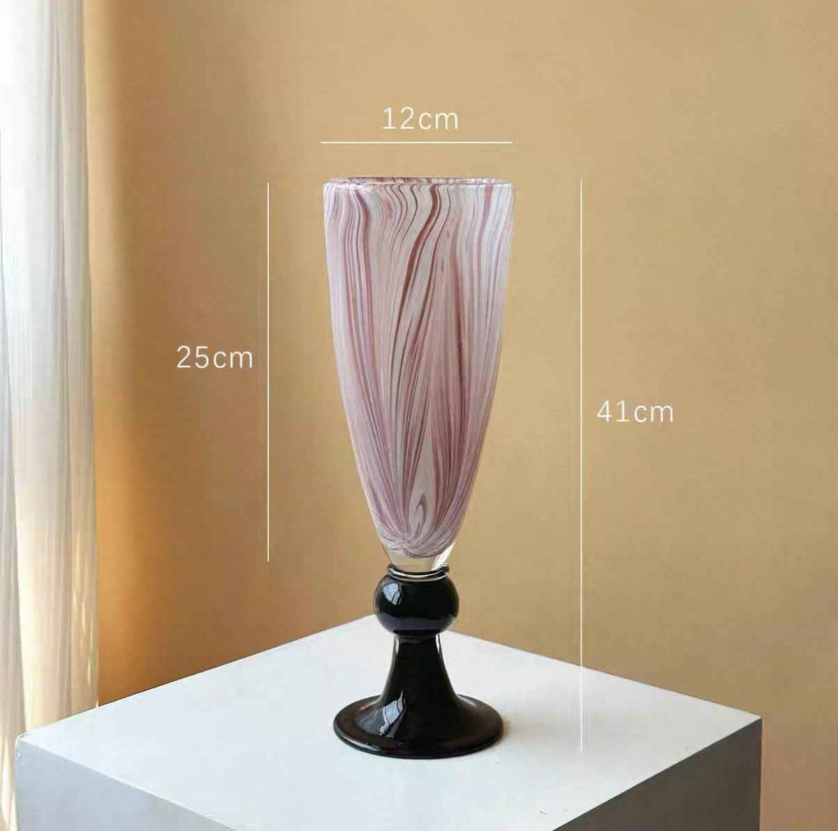 French Retro Tall Glass Vase — Colorful Textured Flower Vessel for Living Room Decor