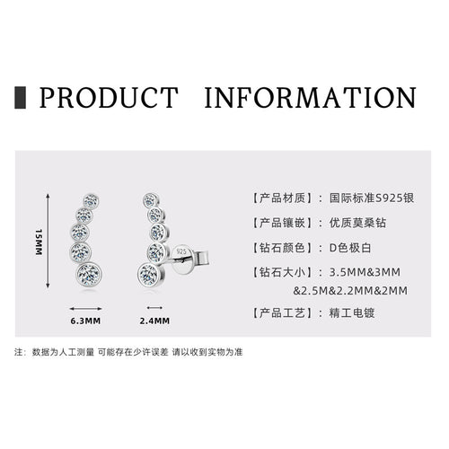 925 Sterling Silver Earrings D-color moissanite