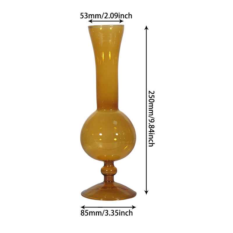 Retro Borosilicate Glass Vase — Aesthetic Flower Vessel for Living Room & Home Decor