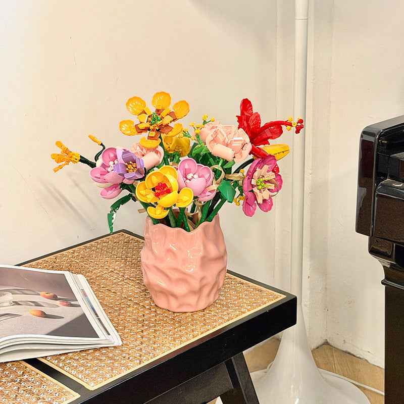 Building Block Ceramic Flower Vase — Modern Decorative Vase for Home Decor & Gifting
