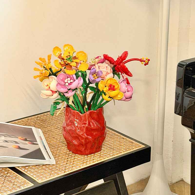 Building Block Ceramic Flower Vase — Modern Decorative Vase for Home Decor & Gifting